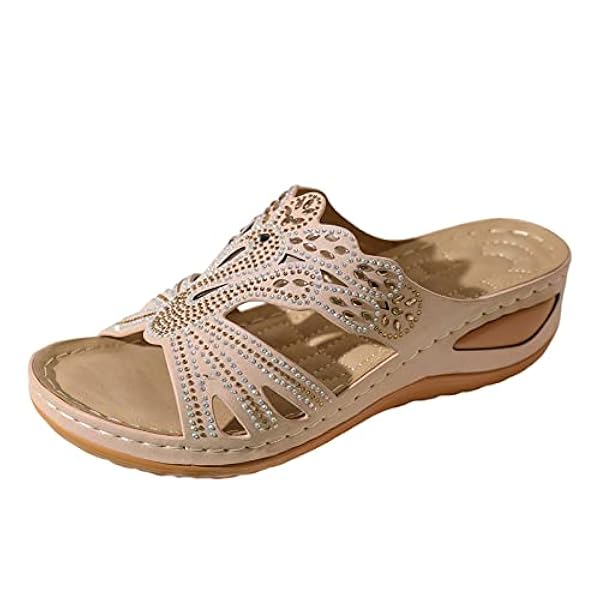 Notinzo damskor kil platåtofflor bohemisk stil diamanter casual roman chic slip-on slides höga klackar skor damer sexig
